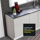 Combo con 2 Bajos Mesadas de Cocina Madesa Acordes 100% MDF (Sin Mesada y Bacha) Frentes Blanco Brillante