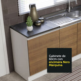 Combo con 2 Bajos Mesadas de Cocina Madesa Acordes 100% MDF (Sin Mesada y Bacha) Blanco/Marrón