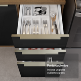 Cocina Compacta 180 cm Marrón/Negro Lux Madesa 04