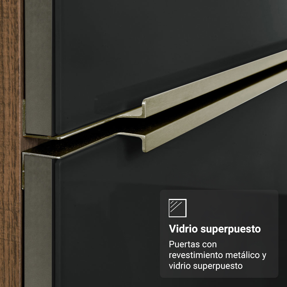 Cocina Compacta 190 cm con Cristalero 8 Puertas 3 Cajones Marrón/Negro Lux Madesa