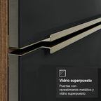Cocina Compacta 190 cm con Cristalero 8 Puertas 3 Cajones Marrón/Negro Lux Madesa