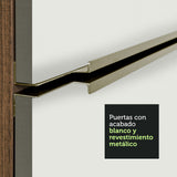 Combo con 2 Bajos Mesadas de Cocina 4 Puetas 3 Cajones 200 x 60 cm (Sin Mesada y Bacha) Marrón/Blanco Aterciopelado Lux Madesa