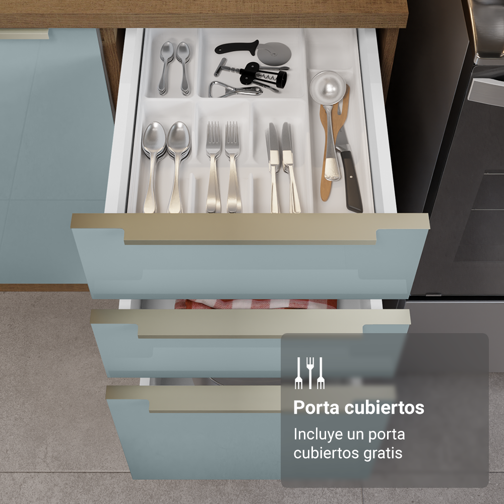 Combo completo de Cocina con Cristalero 340 cm Madesa Lux MG 02