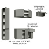 Cocina Compacta 220 cm Sin Patas Nice Gris 02