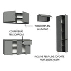Cocina Compacta 220 cm 8 Puertas 1 Cajón Flotante Gris Nice Madesa
