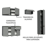 Cocina Compacta 220 cm Sin Patas Nice Gris 04