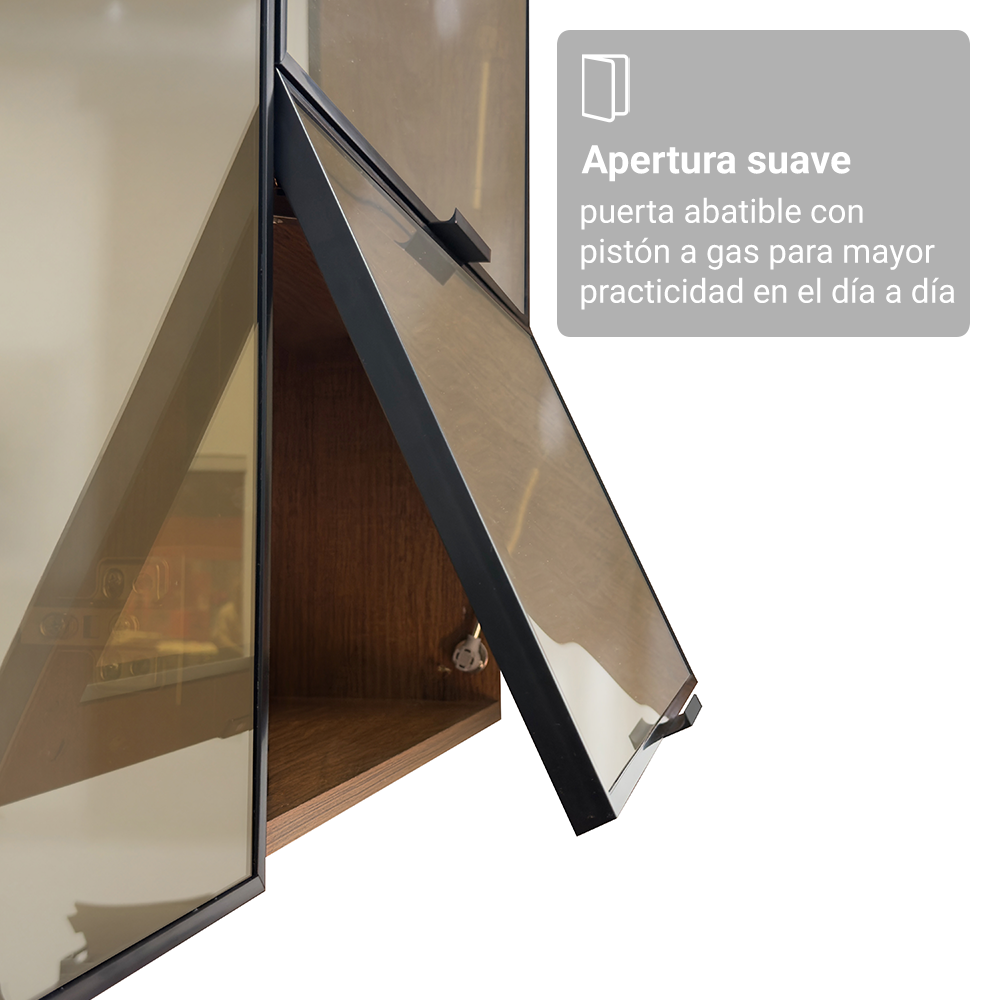 Kit 4 Alacenas 120 cm 4 Puertas con Vidrio Reflecta Bronce Marrón/Negro Vinilo Madesa