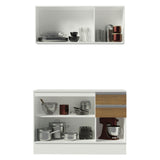 Cocina Compacta 100% MDF 120 cm Blanco/Marrón/Crema Smart Madesa 01