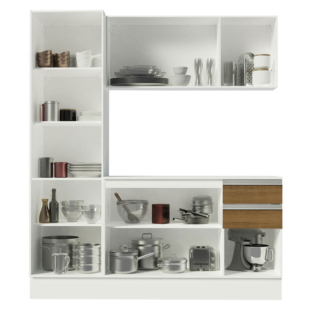 Cocina Compacta 100% MDF 170 cm Blanco/Marrón/Crema Smart Madesa 01
