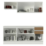 Cocina Compacta 100% MDF 180 cm Blanco/Marrón/Crema Smart Madesa 01
