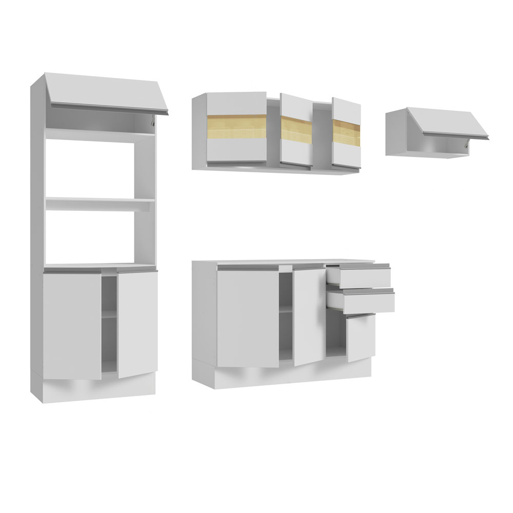Combo completo de Cocina 100% MDF 250cm Blanco Smart Madesa 03