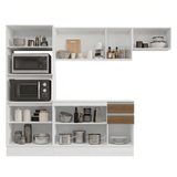 Combo completo de Cocina 100% MDF 250cm Blanco/Marrón/Crema Smart Madesa 03