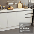 Combo Completo de Cocina 310 cm 13 Puertas 2 Cajones 100% MDF con Mueble para Horno y Microondas Blanco Smart Madesa