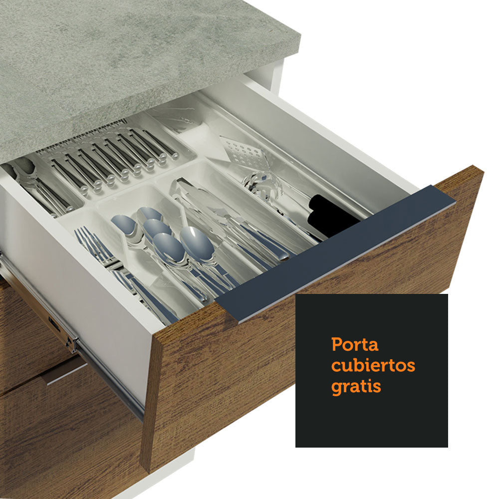 Cocina Compacta 240 cm Blanco/Marrón Stella Madesa 01