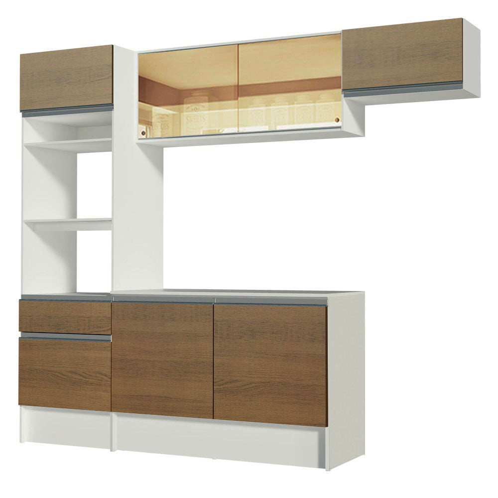 Combo completo de Cocina 240cm Blanco/Marrón Diamante Madesa 02