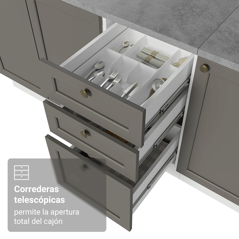 Combo de Cocina 280 cm Vik Blanco/Gris 01