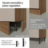 Vanitory 120cm 3 Puertas 3 Cajones Marrón/Crema Agata 01