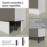 Vanitory 80cm 3 puertas Blanco/Gris Vik 02