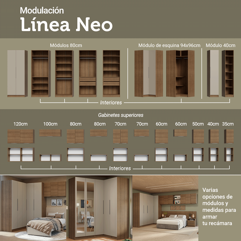 Alacena para Dormitorio 80 cm 1 Puerta Rebatible Marrón Neo Madesa