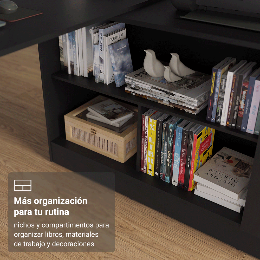 Tocador Esquinero para Maquillaje o Escritorio 300 cm Negro Madesa