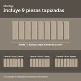 Respaldo de Cama Extensible Tapizado con 2 Mesas de Luz Espejadas Marrón/Imperial Madesa