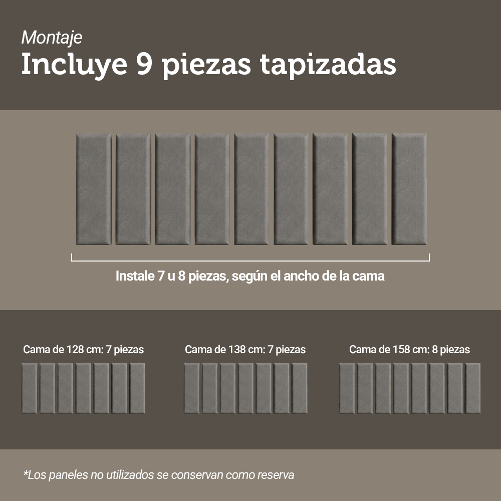 Respaldo de Cama Extensible Tapizado con 2 Mesas de Luz Espejadas Blanco/Silver Madesa