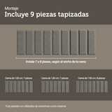 Respaldo de Cama Extensible Tapizado con 2 Mesas de Luz Espejadas Marrón/Silver Madesa