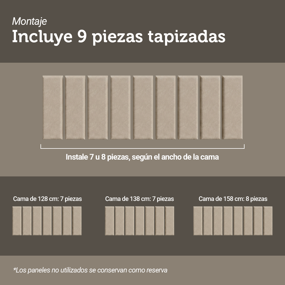 Respaldo de Cama Extensible Tapizado con 2 Mesas de Luz Blanco/Imperial Madesa
