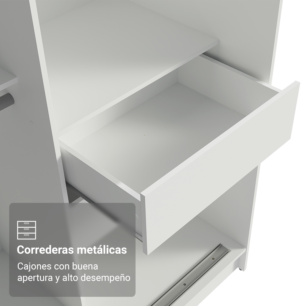 Conjunto 2 Placares 4 Puertas Corredizas Blanco/Marrón Tokio Madesa