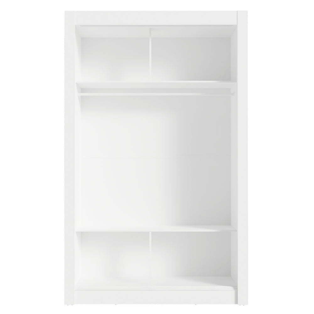 Kit Dormitorio Individual 2 Puertas Corredizas con 1 Espejo y Chifonier 6 Cajones Blanco Madesa