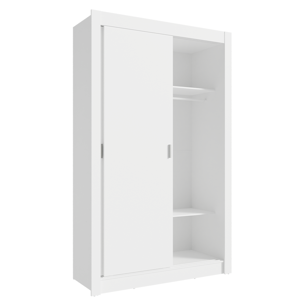 Kit Dormitorio Individual 2 Puertas Corredizas y Chifonier 6 Cajones Blanco Madesa