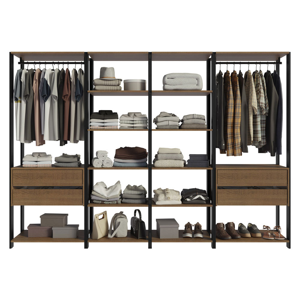 Placard Ropero Modulado Valencia 4 Cajones 258cm Marrón/Negro 02