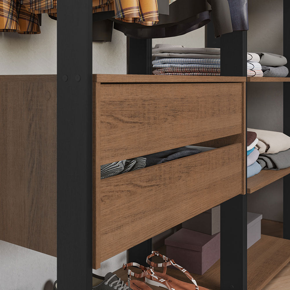 Placard Modulado 2 Cajones 247 cm Marrón/Negro Valencia