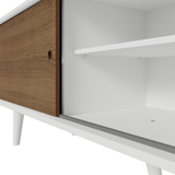 Rack para TV hasta 80 pulgadas, 160 cm, Blanco/Marrón con patas Torino Blanco