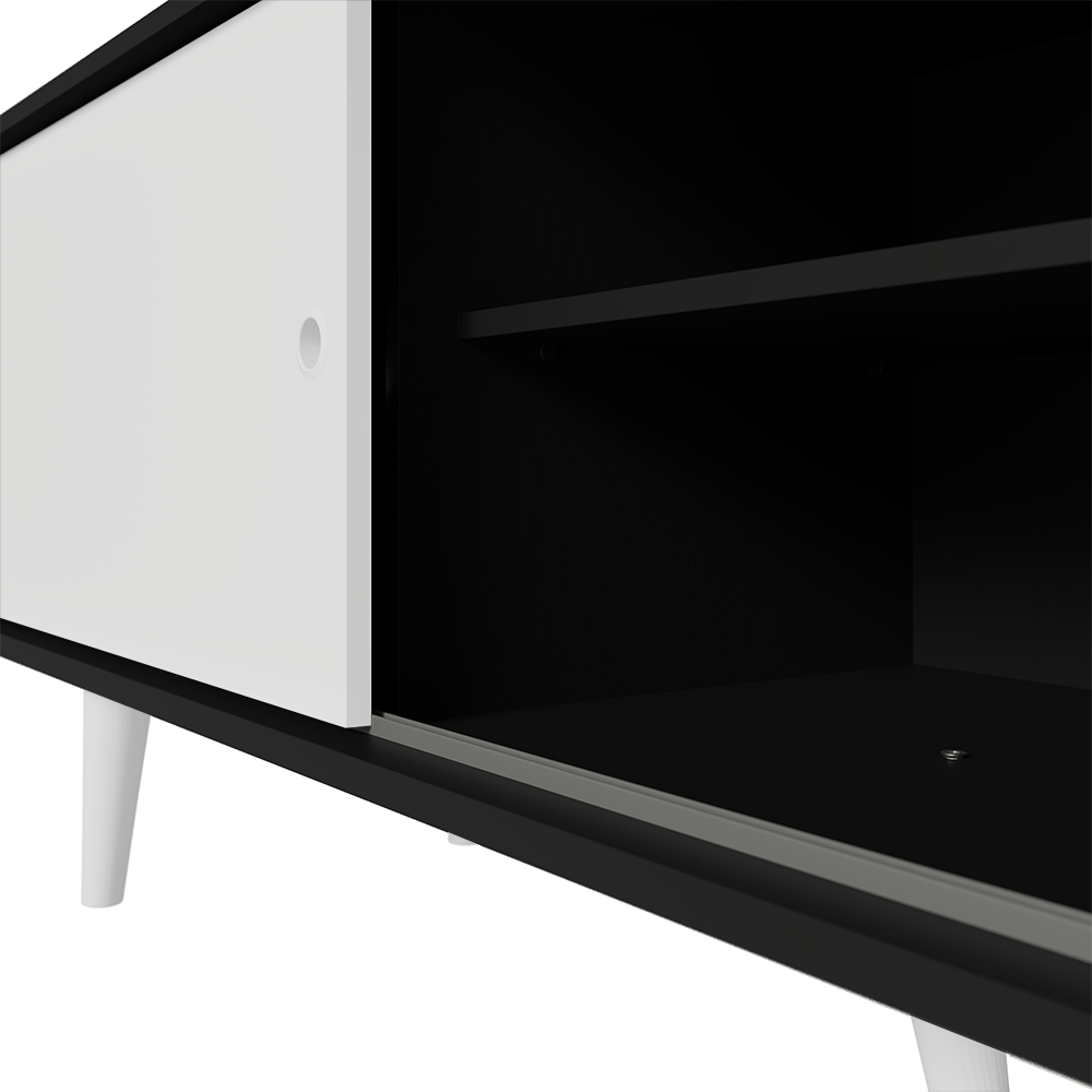 Rack para TV hasta 80 pulgadas, 160 cm de ancho, con patas, Negro/Blanco Torino