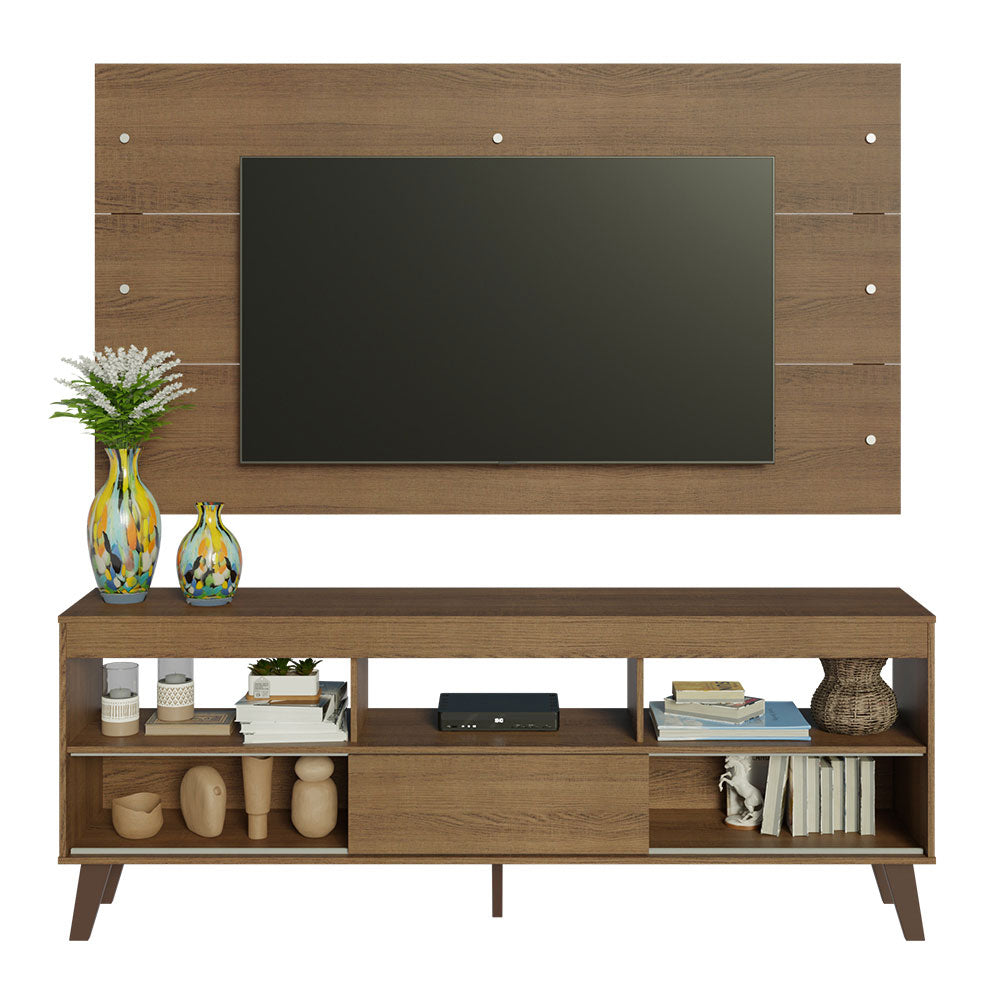 Rack con Panel para TV hasta 65 Pulgadas con Patas Marrón Texas Madesa