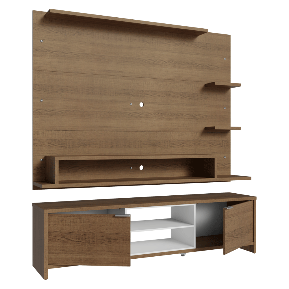 Rack con Panel para TV hasta 60 Pulgadas 180 cm Marrón/Blanco Metz Madesa