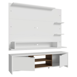 Rack con Panel para TV hasta 60 Pulgadas 180 cm Blanco/Marrón Metz Madesa