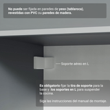 Rack para TV hasta 70 pulgadas flotante + repisa de 200cm, Gris Nice 01