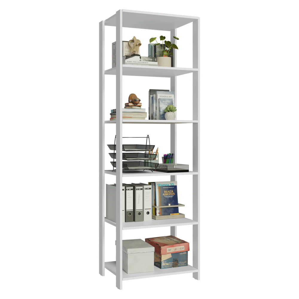 Mueble/Estante de Oficina Multiusos, 59 cm, 5 Baldas, Blanco