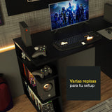 Escritorio Gamer Madesa 9409 con Panel para TV hasta 50 Pulgadas Negro