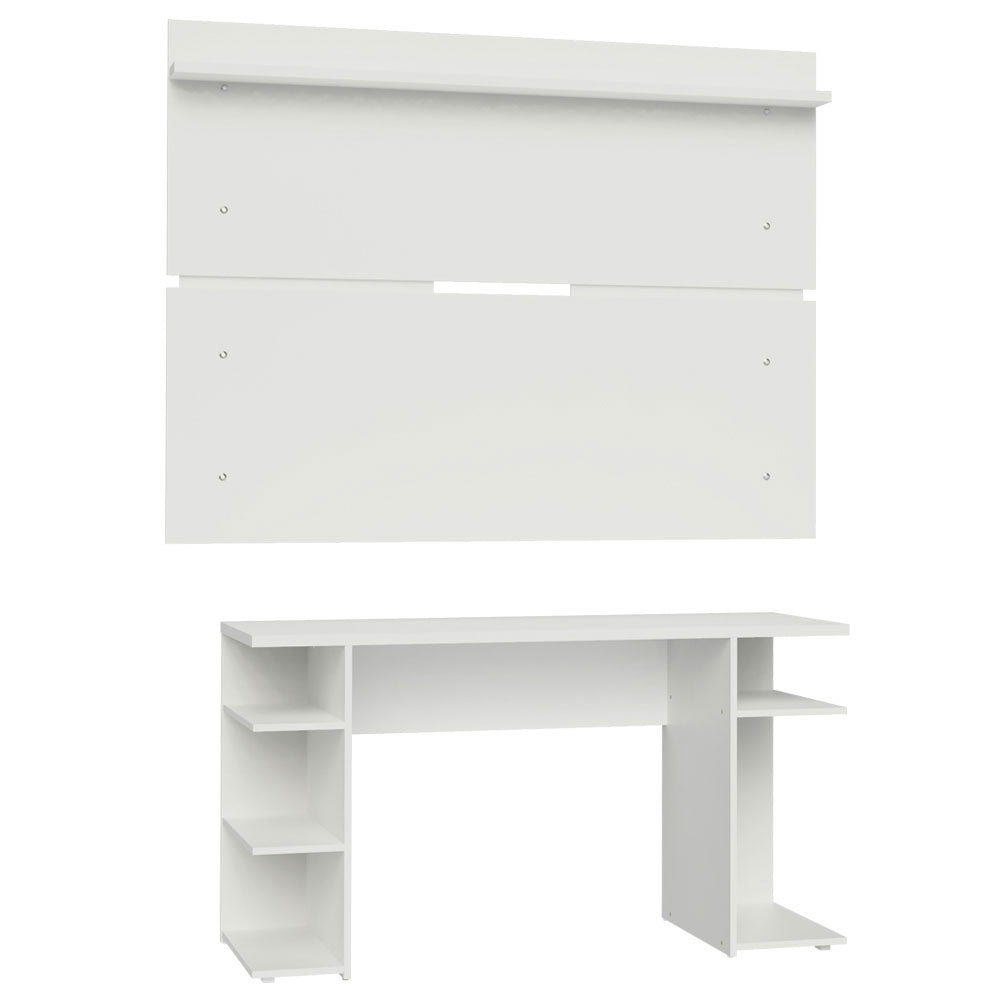 Escritorio Gamer Madesa 9409 con Panel para TV hasta 65 Pulgadas Blanco