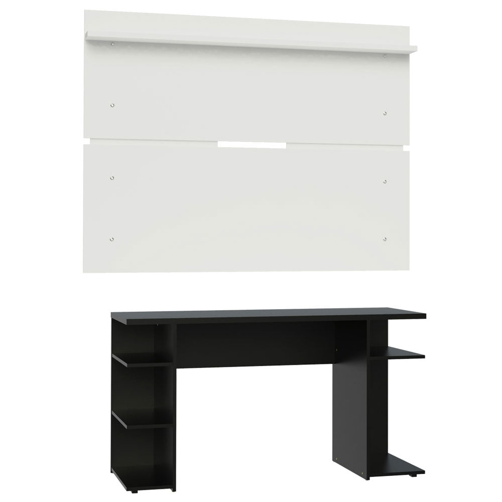 Escritorio Gamer Madesa 9409 con Panel para TV hasta 65 Pulgadas Negro/Blanco