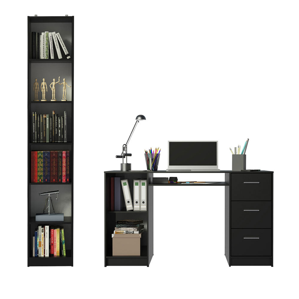 Escritorio Madesa Alaska y Librero Organizador 6906 Negro