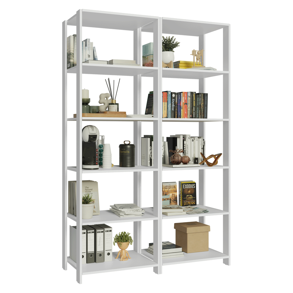 Mueble/Estante de Oficina Multiusos, 118 cm, 10 Estantes, Blanco