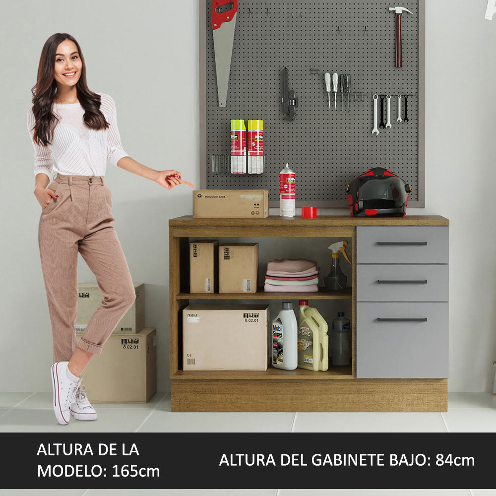Bajo Mesada Multiuso Garaje 120cm (con Tapa) Marrón/Gris