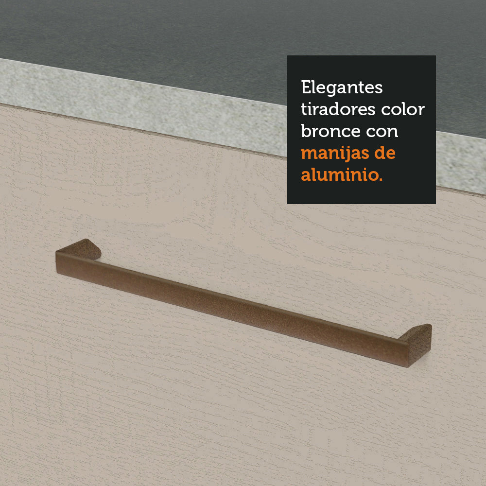 Kit con 2 Gabinetes Bajos y 2 Gabinetes superiores 200cm Blanco/Crema Agata