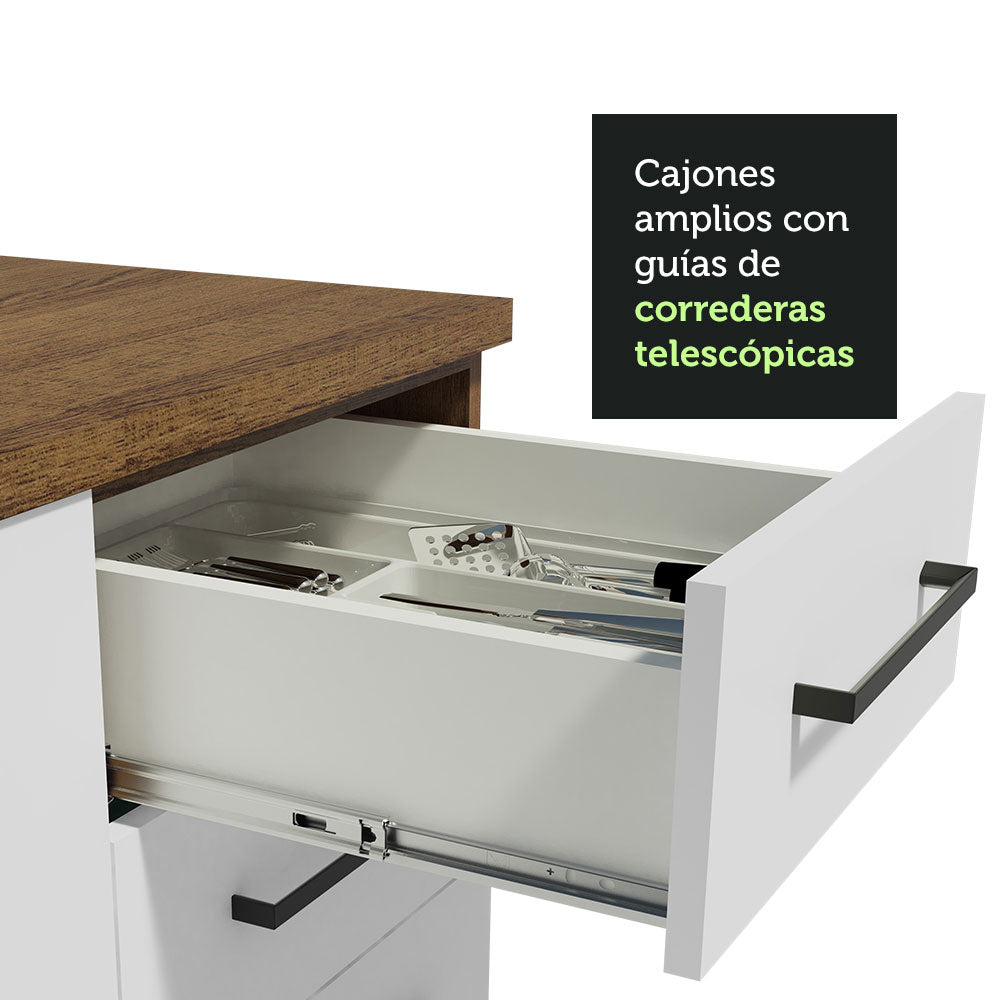 Kit con 2 Gabinetes Bajos y 2 Gabinetes superiores 200cm Marrón/Blanco Agata