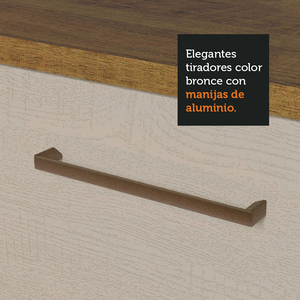 Kit con 2 Gabinetes Bajos y 2 Gabinetes superiores 200cm Marrón/Crema Agata