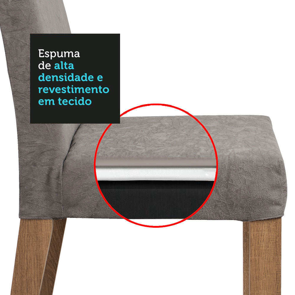 Juego de Comedor Mesada de Vidrio Redonda 4 Sillas Mile Marrón/Silver